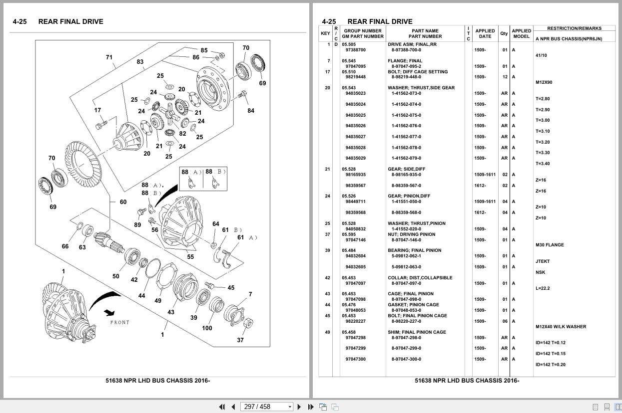 Isuzu Truck NPR LHD BUS CHASSIS 2016 Parts Catalog 51638 (2)