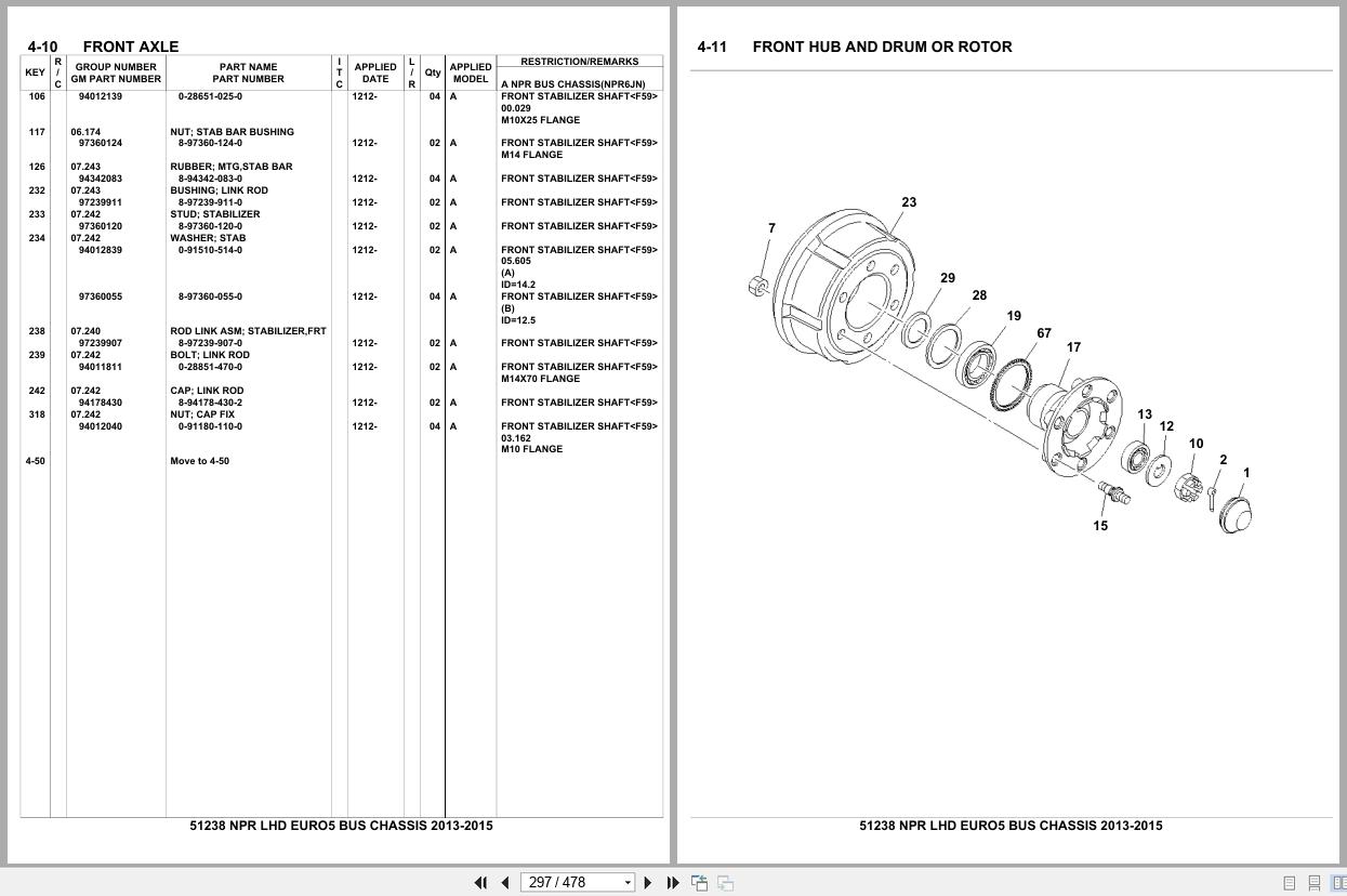 Isuzu Truck NPR LHD EURO5 BUS CHASSIS 2013 2015 Parts Catalog 51238 (2)