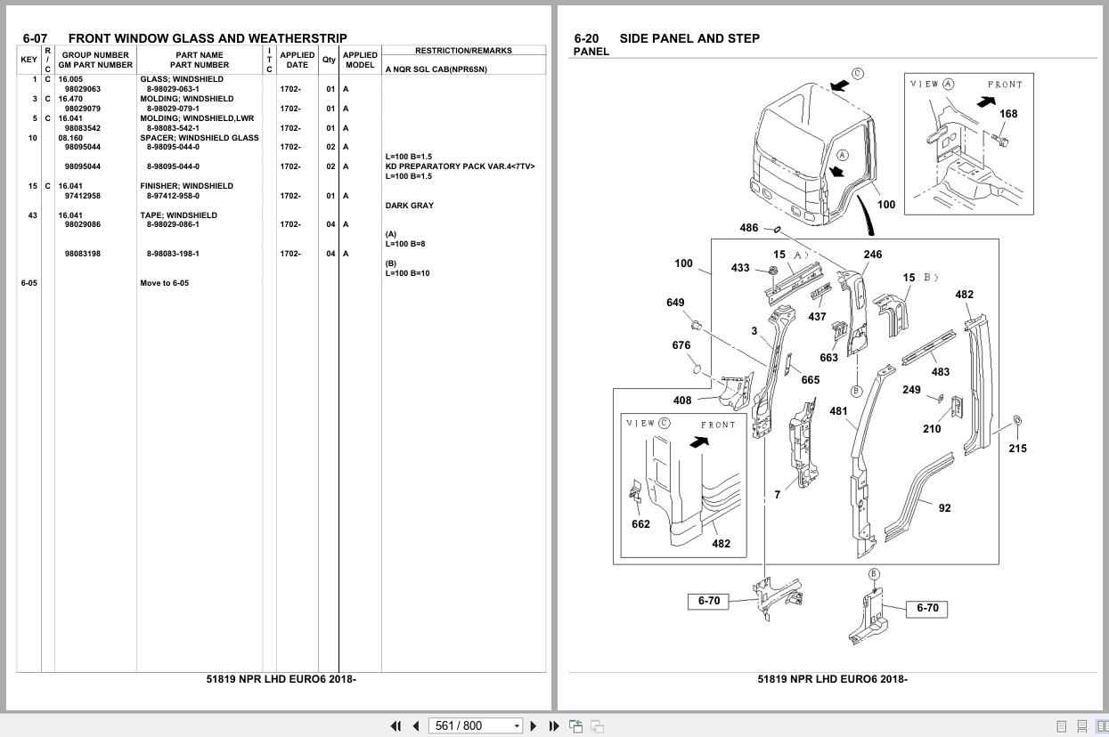 Isuzu Truck NPR LHD EURO6 2018 Parts Catalog 51819 (2)