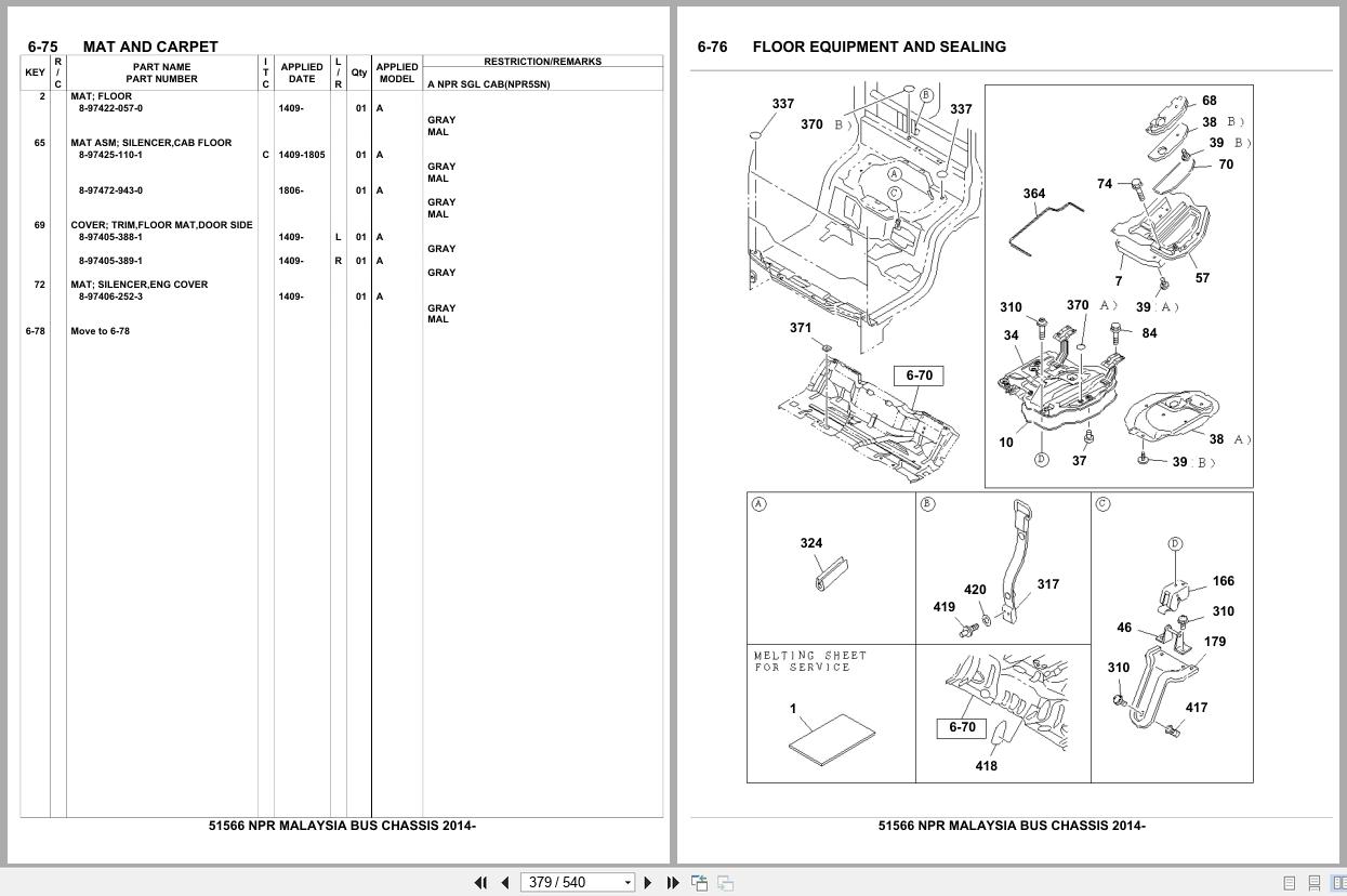 Isuzu Truck NPR MALAYSIA BUS CHASSIS 2014 Parts Catalog 51566 (2)