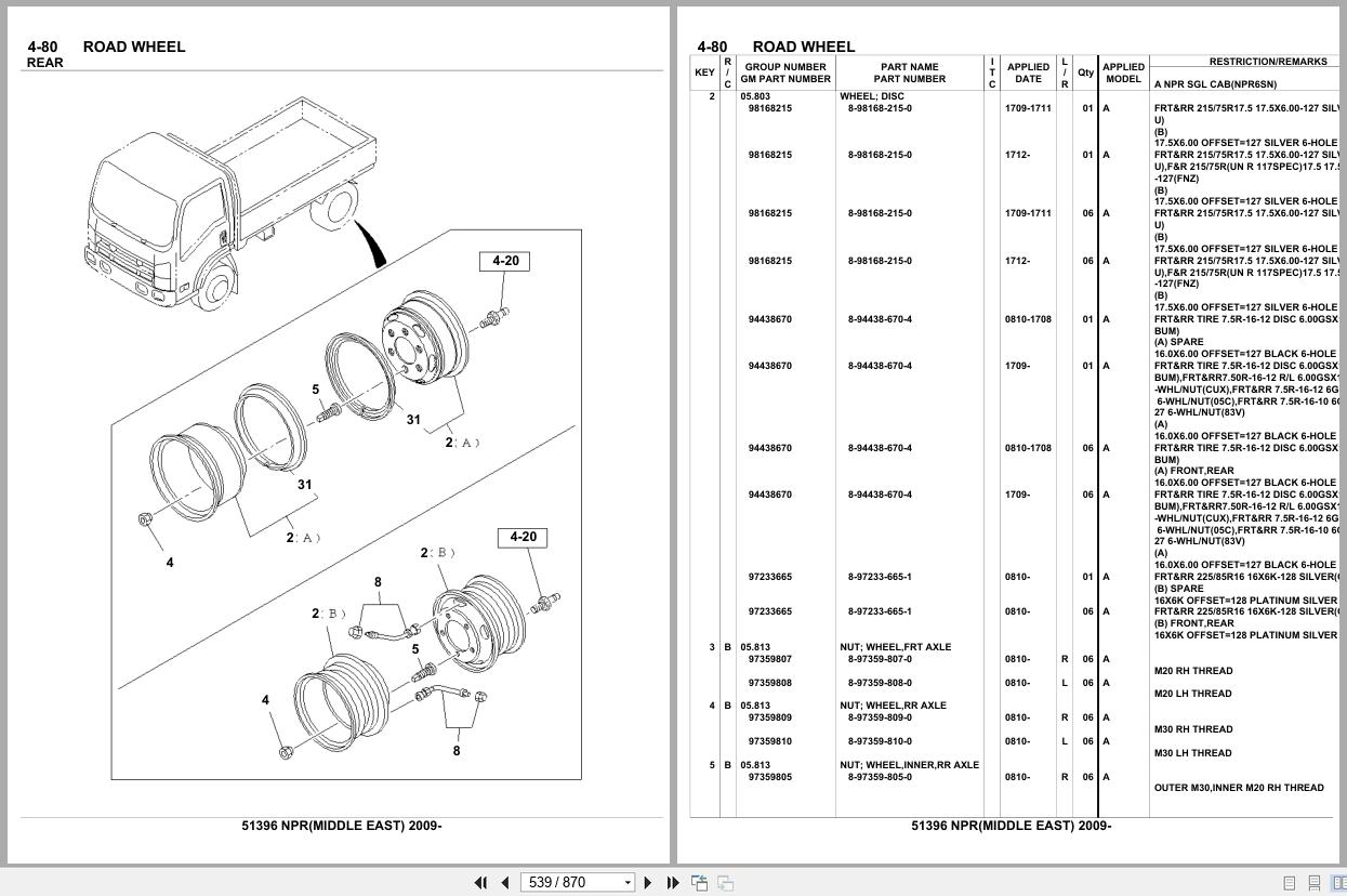 Isuzu Truck NPR MIDDLE EAST 2009 Parts Catalog 51396 (2)