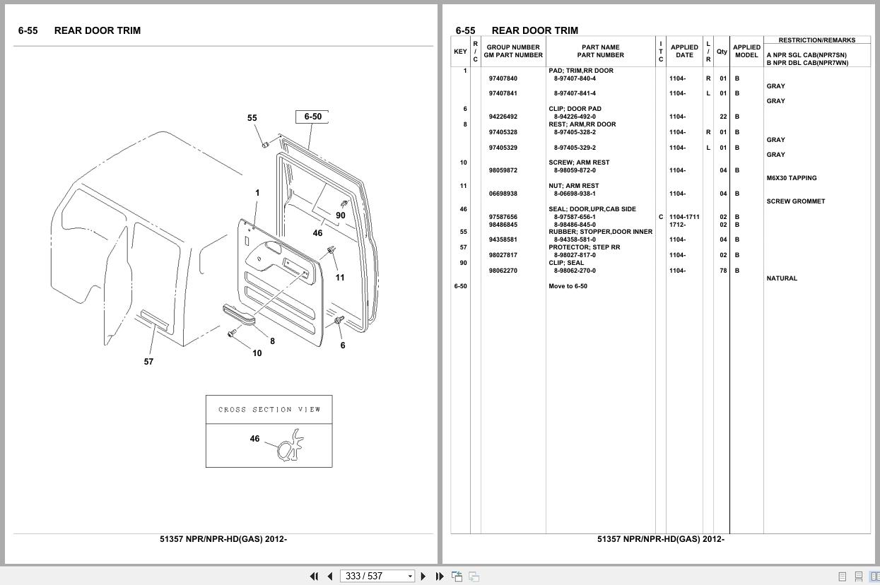 Isuzu Truck NPR NPR HD GAS 2012 Parts Catalog 51357 (2)