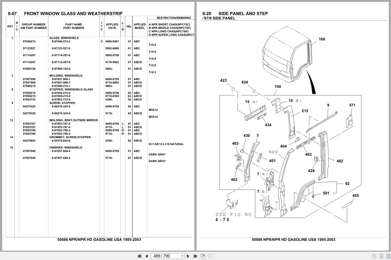 Isuzu Truck NPR NPR HD GASOLINE USA 1995 2003 Parts Catalog 50698 (2)