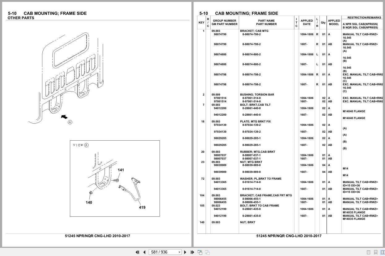 Isuzu Truck NPR NQR CNG LHD 2010 2017 Parts Catalog 51245 (2)