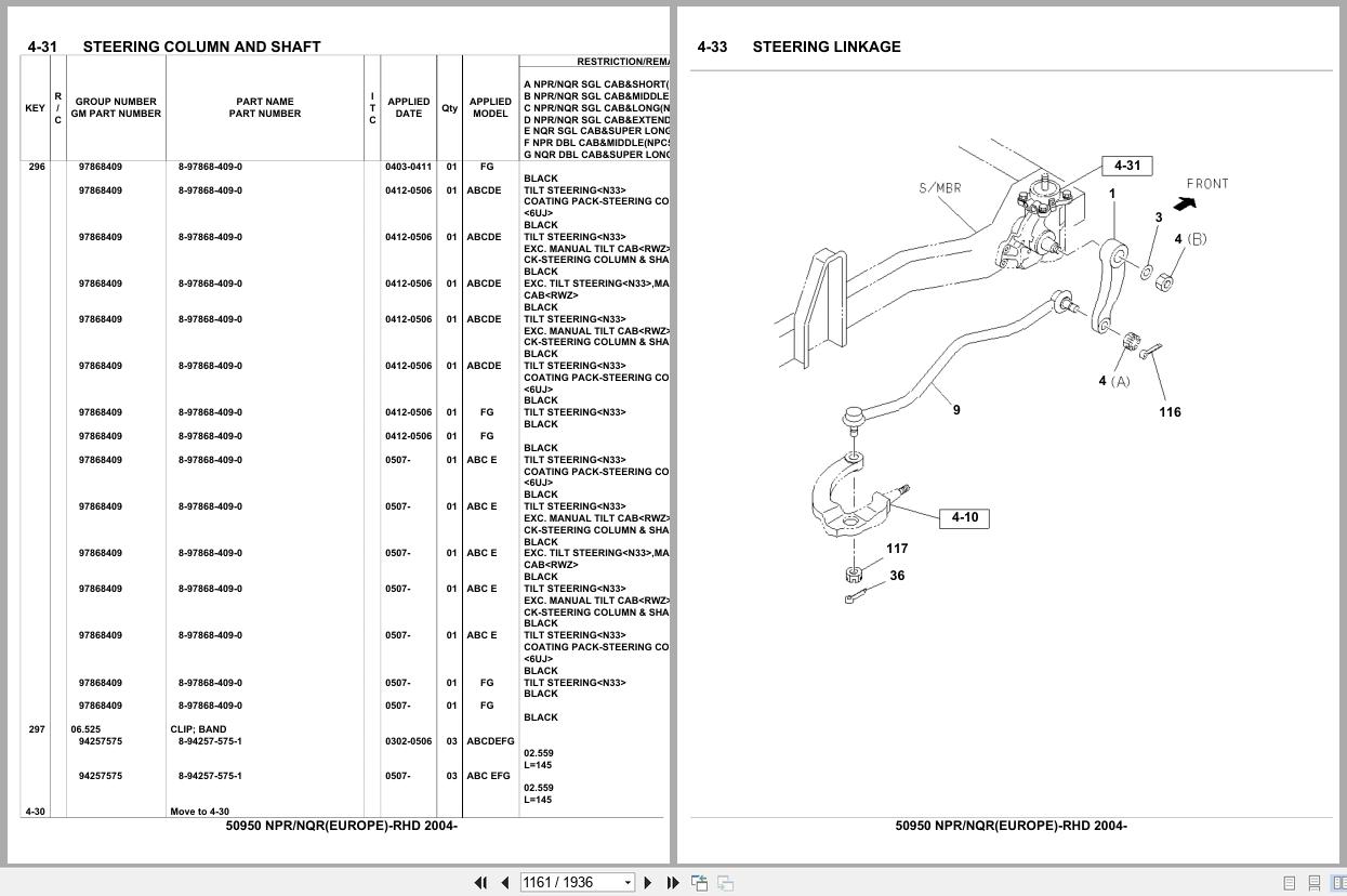 Isuzu Truck NPR NQR EUROPE RHD 2004 Parts Catalog 50950 (2)