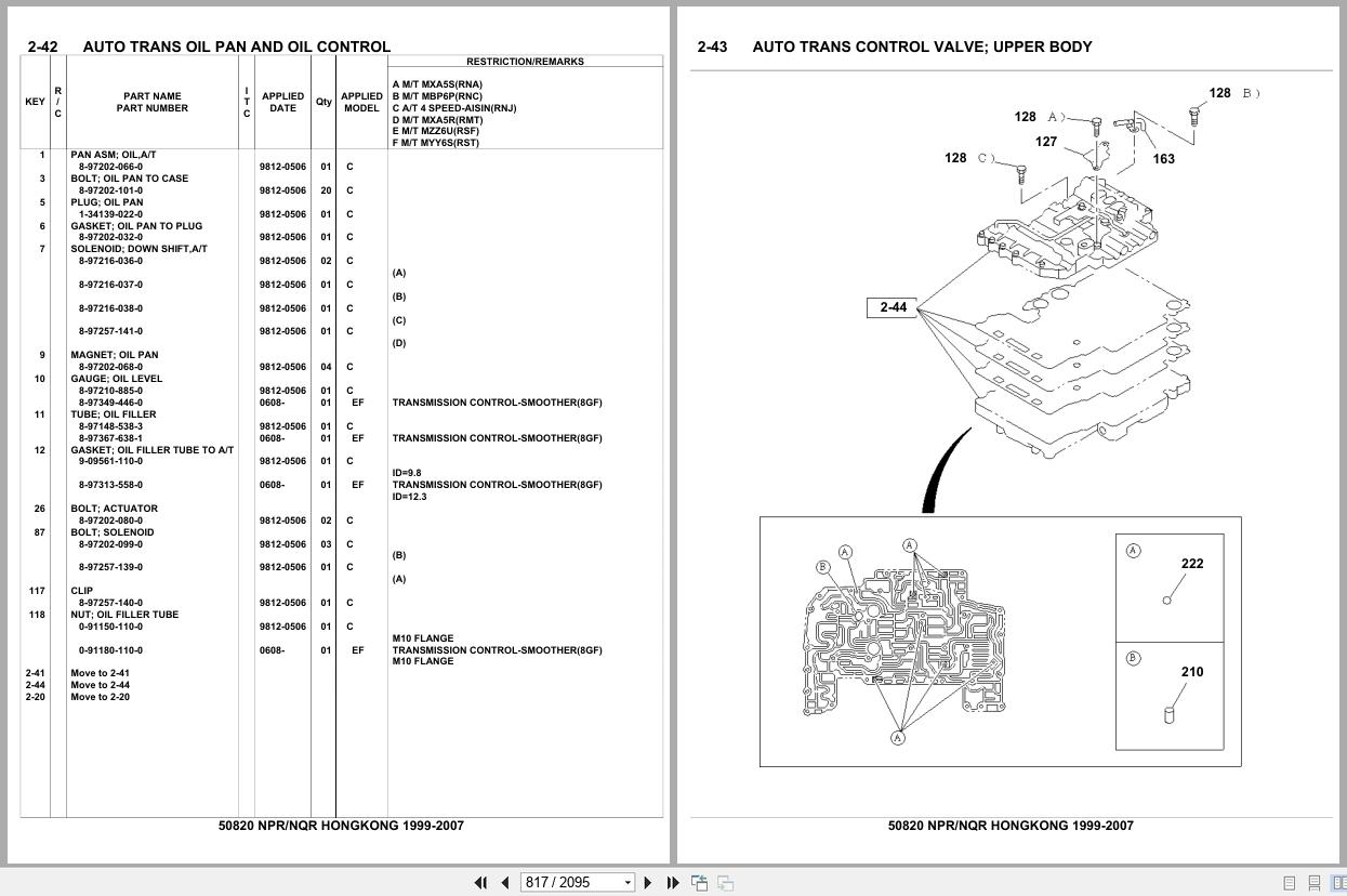 Isuzu Truck NPR NQR HONGKONG 1999 2007 Parts Catalog 50820 (2)