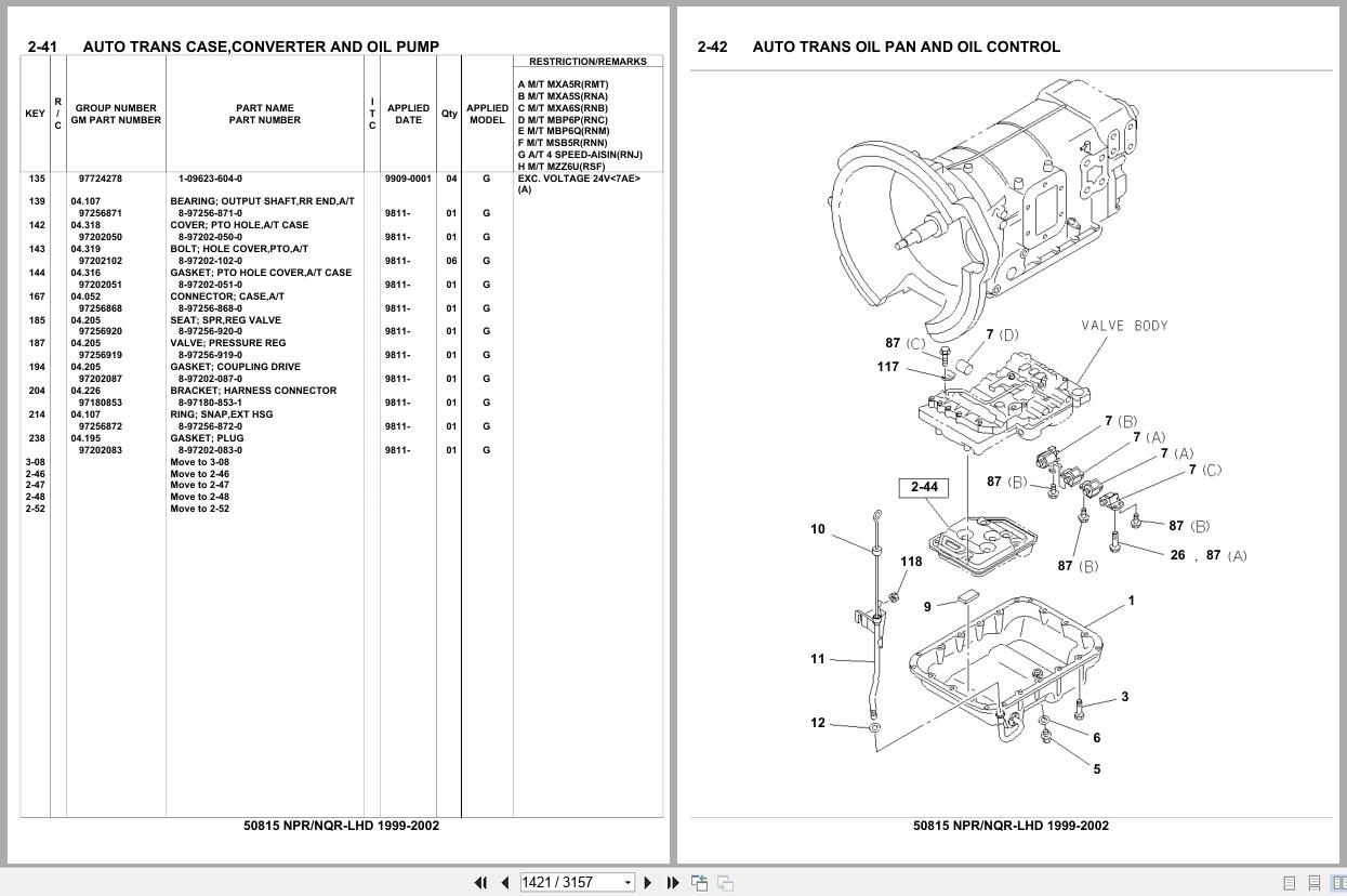 Isuzu Truck NPR NQR LHD 1999 2002 Parts Catalog 50815 (2)