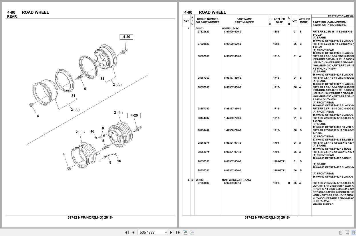Isuzu Truck NPR NQR LHD 2018 Parts Catalog 51742 (2)