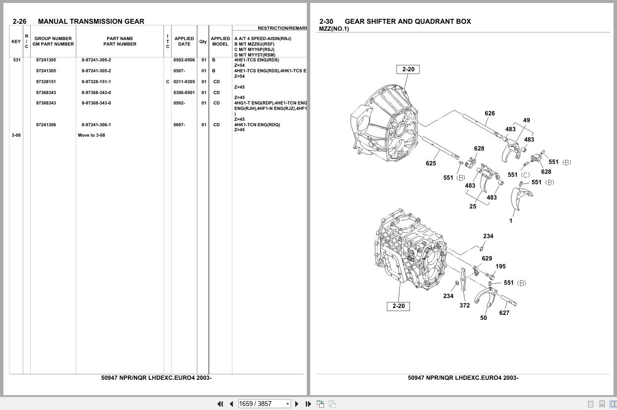 Isuzu Truck NPR NQR LHD EXC.EURO4 2003 Parts Catalog 50947 (2)