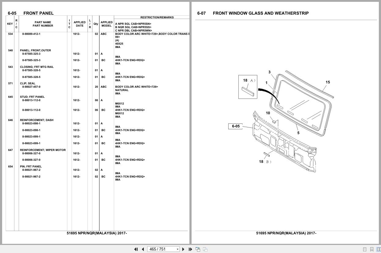 Isuzu Truck NPR NQR MALAYSIA 2017 Parts Catalog 51695 (2)