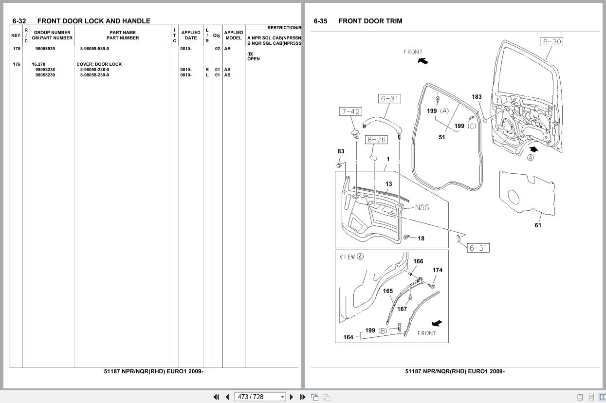 Isuzu Truck NPR NQR RHD EURO1 2009 Parts Catalog 51187 (2)