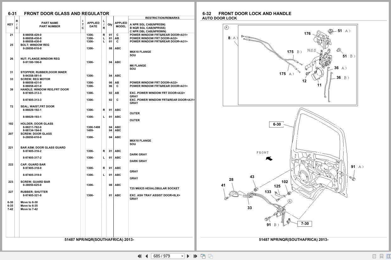 Isuzu Truck NPR NQR SOUTH AFRICA 2013 Parts Catalog 51487 (2)