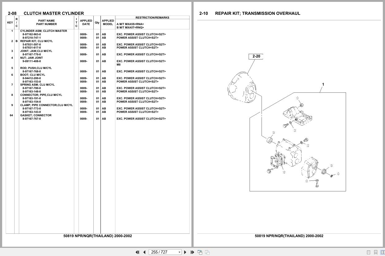 Isuzu Truck NPR NQR THAILAND 2000 2002 Parts Catalog 50819 (2)