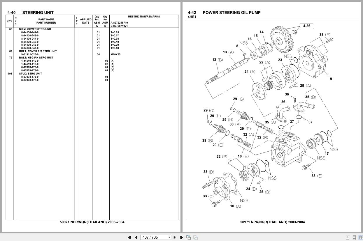 Isuzu Truck NPR NQR THAILAND 2003 2004 Parts Catalog 50971 (2)