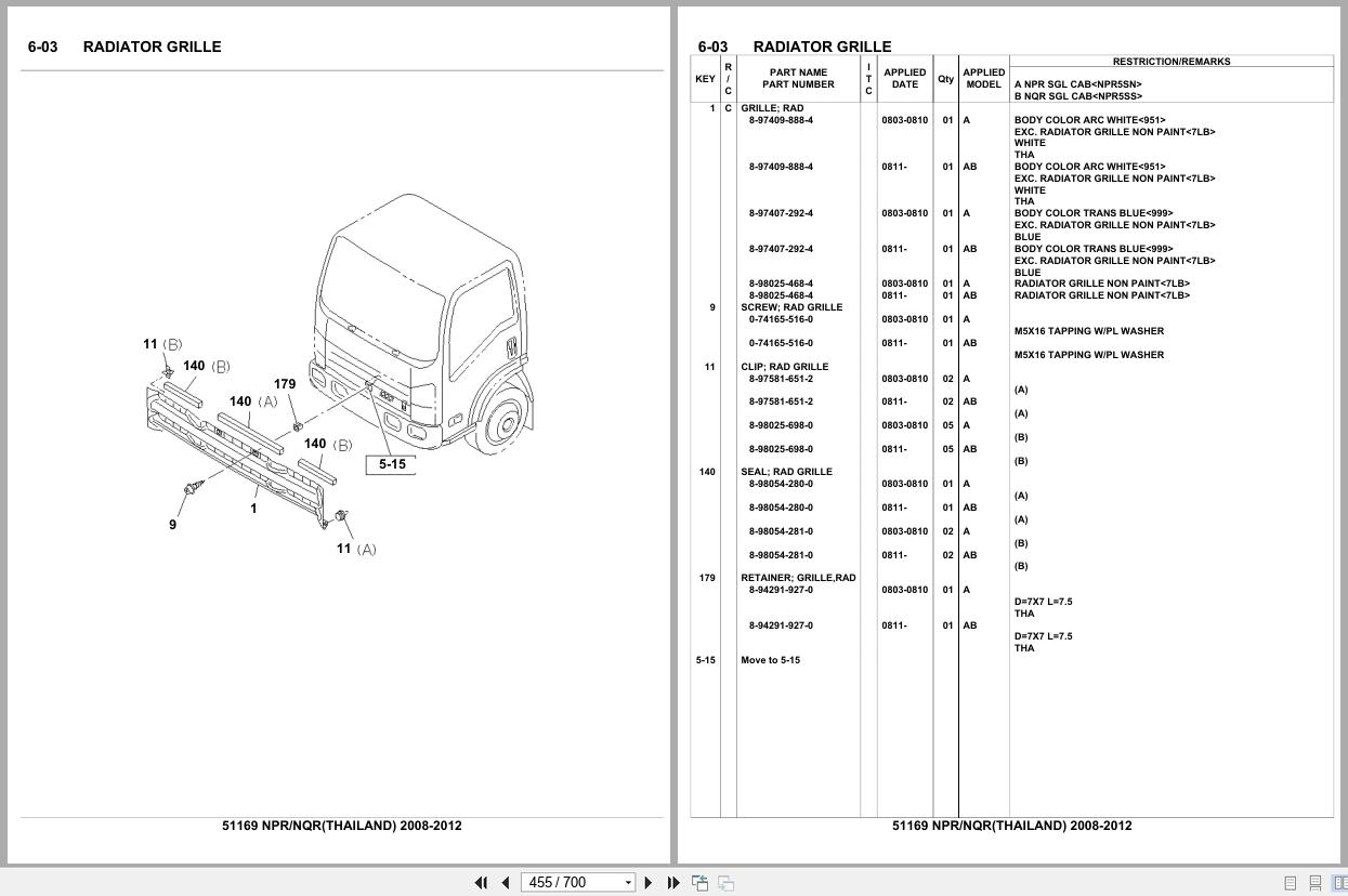 Isuzu Truck NPR NQR THAILAND 2008 2012 Parts Catalog 51169 (2)