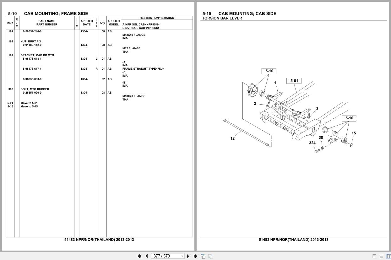 Isuzu Truck NPR NQR THAILAND 2013 Parts Catalog 51483 (2)