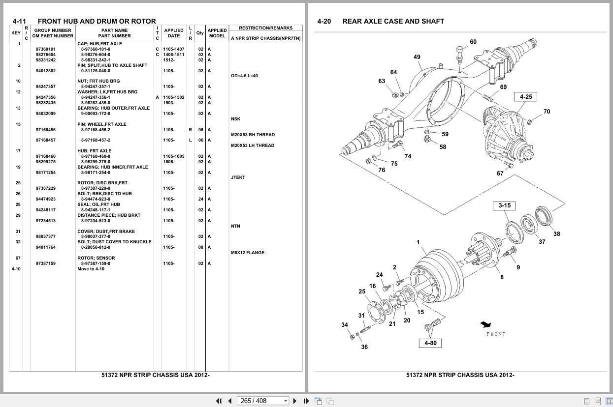 Isuzu Truck NPR STRIP CHASSIS USA 2012 Parts Catalog 51372 (2)