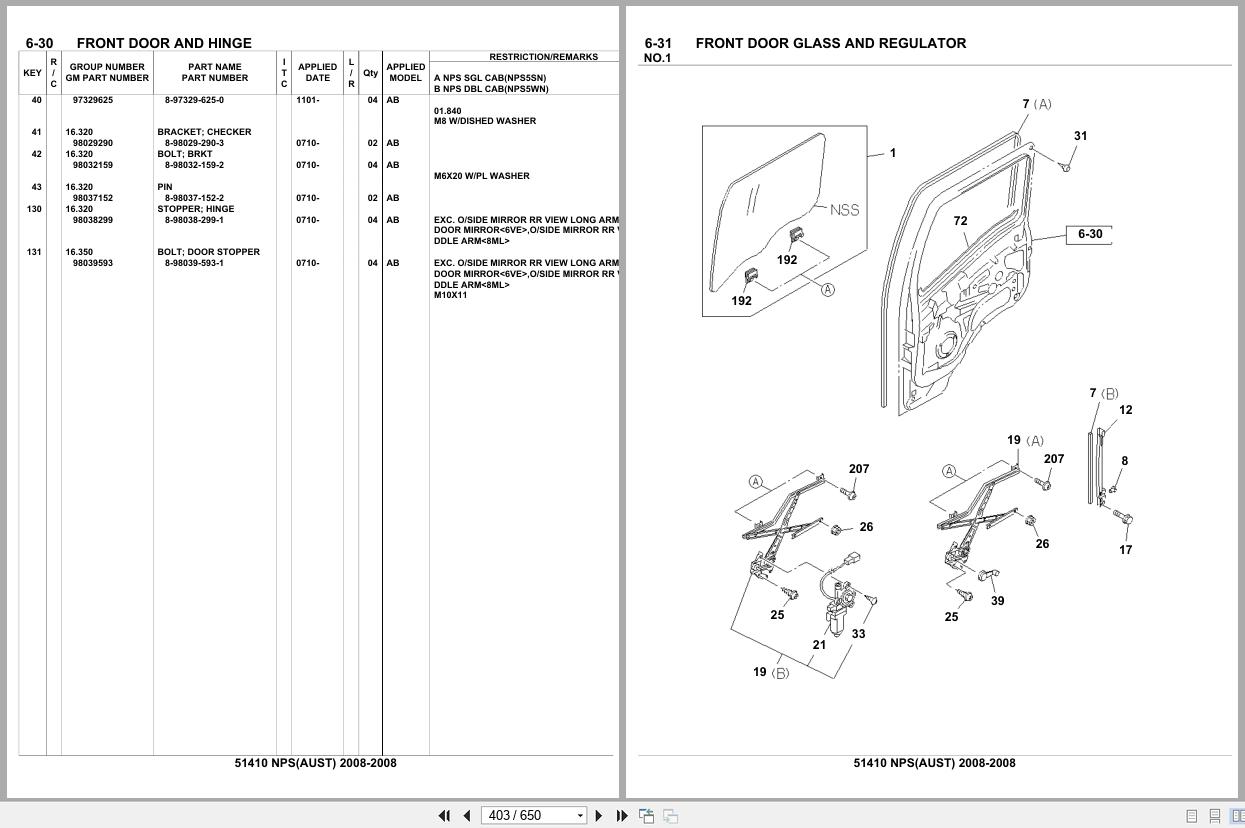 Isuzu Truck NPS AUSTRALIA 2008 Parts Catalog 51410 (2)