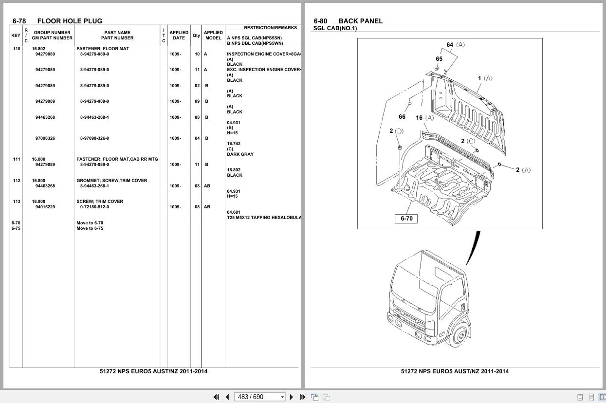 Isuzu Truck NPS EURO5 AUSTRALIA NEW ZEALAND 2011 2014 Parts Catalog 51272 (2)