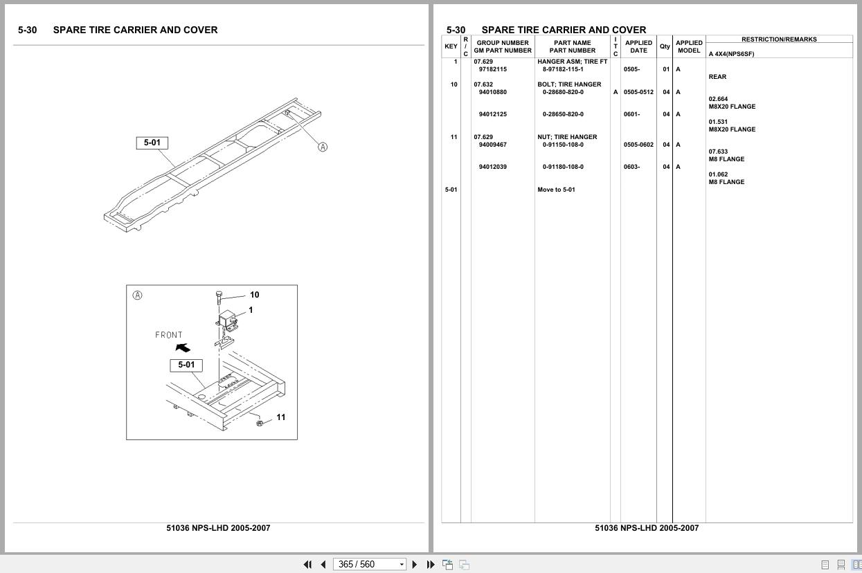 Isuzu Truck NPS LHD 2005 2007 Parts Catalog 51036 (2)