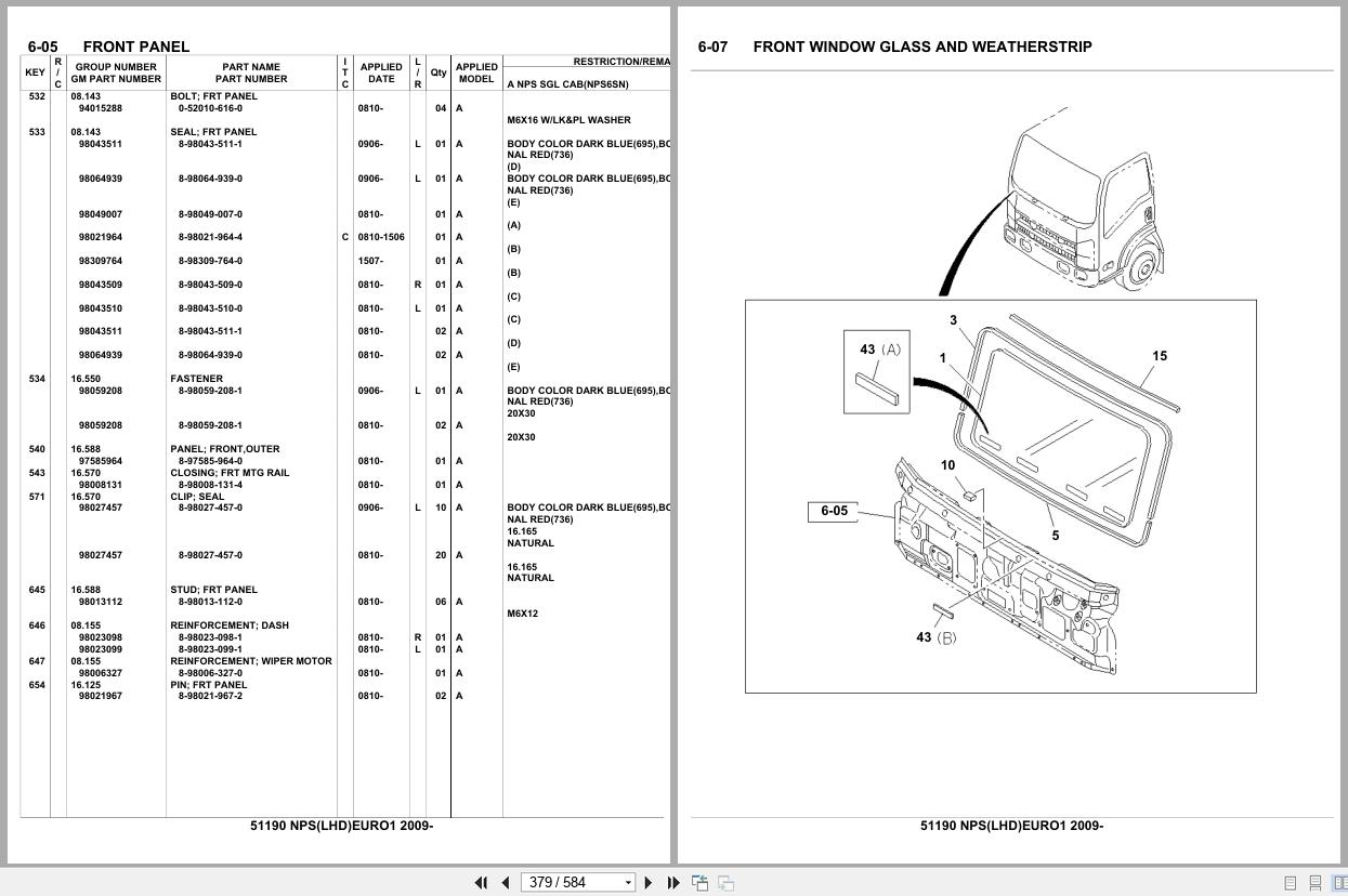 Isuzu Truck NPS LHD EURO1 2009 Parts Catalog 51190 (2)