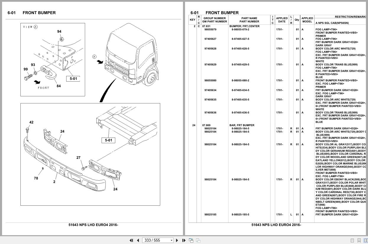 Isuzu Truck NPS LHD EURO4 2016 Parts Catalog 51643 (2)