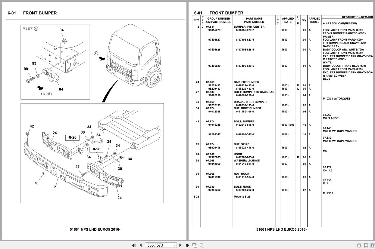 Isuzu Truck NPS LHD EURO5 2016 Parts Catalog 51661 (2)