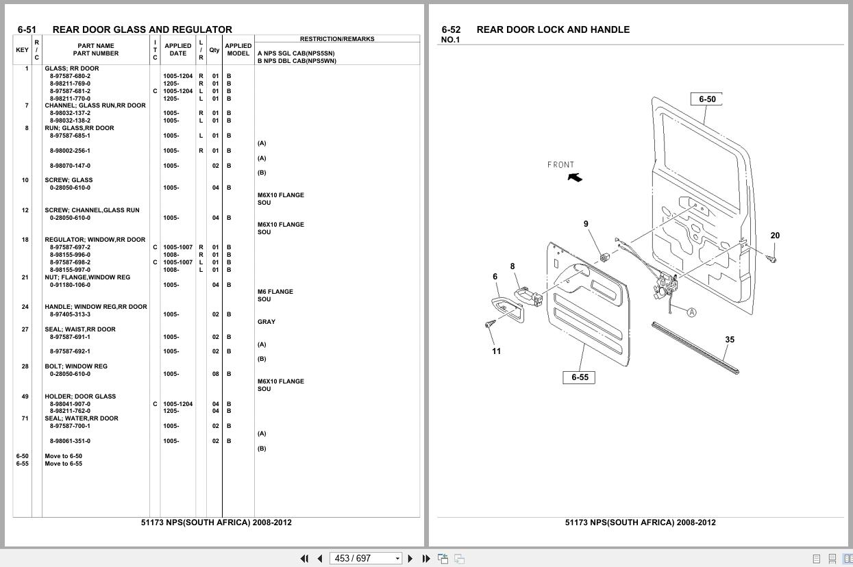 Isuzu Truck NPS SOUTH AFRICA 2008 2012 Parts Catalog 51173 (2)