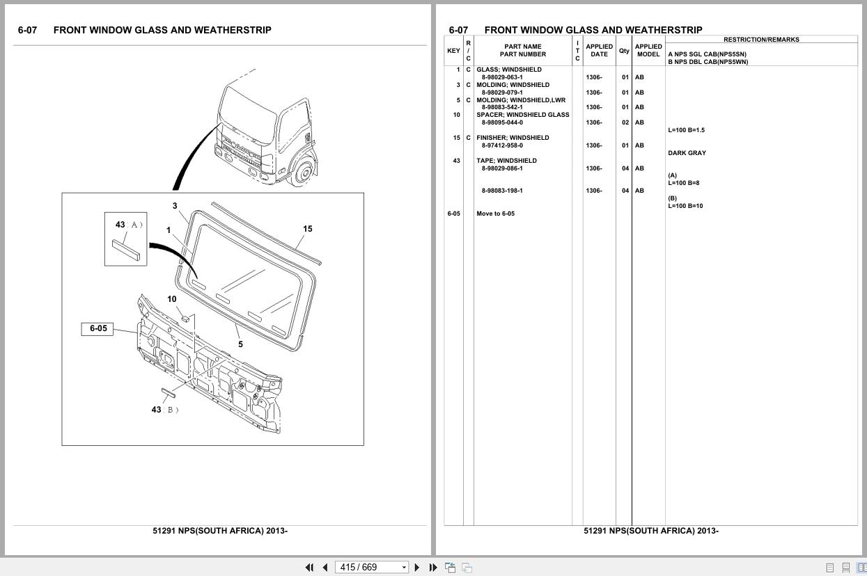 Isuzu Truck NPS SOUTH AFRICA 2013 Parts Catalog 51291 (2)