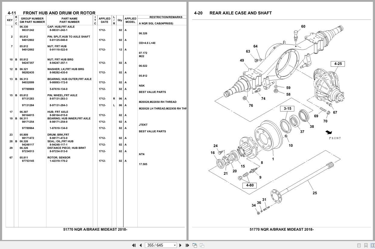 Isuzu Truck NQR A BRAKE MIDEAST 2018 Parts Catalog 51770 (2)