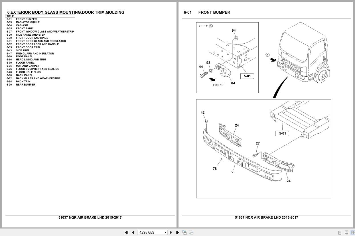 Isuzu Truck NQR AIR BRAKE LHD 2015 2017 Parts Catalog 51637 (2)