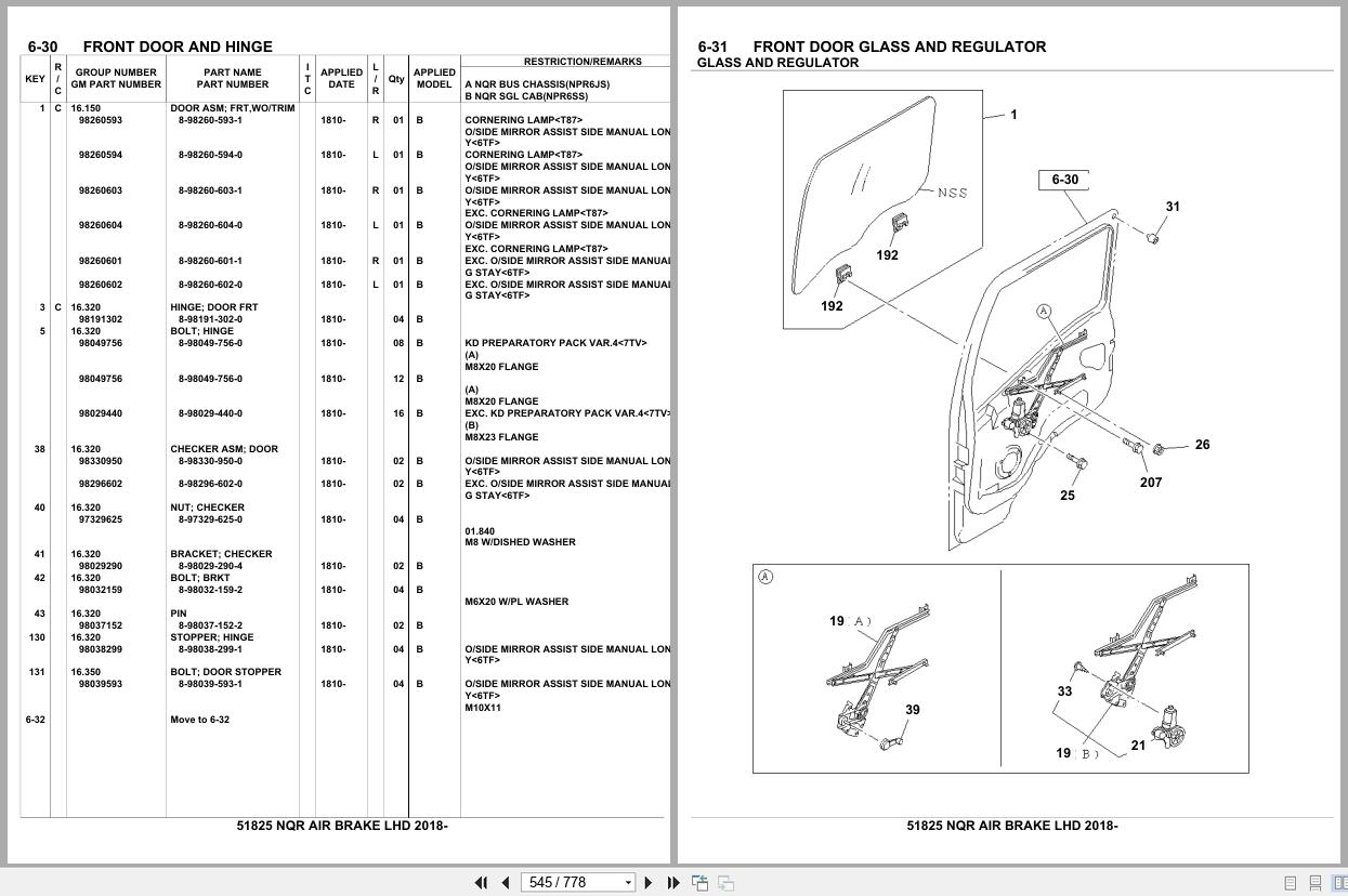 Isuzu Truck NQR AIR BRAKE LHD 2018 Parts Catalog 51825 (2)
