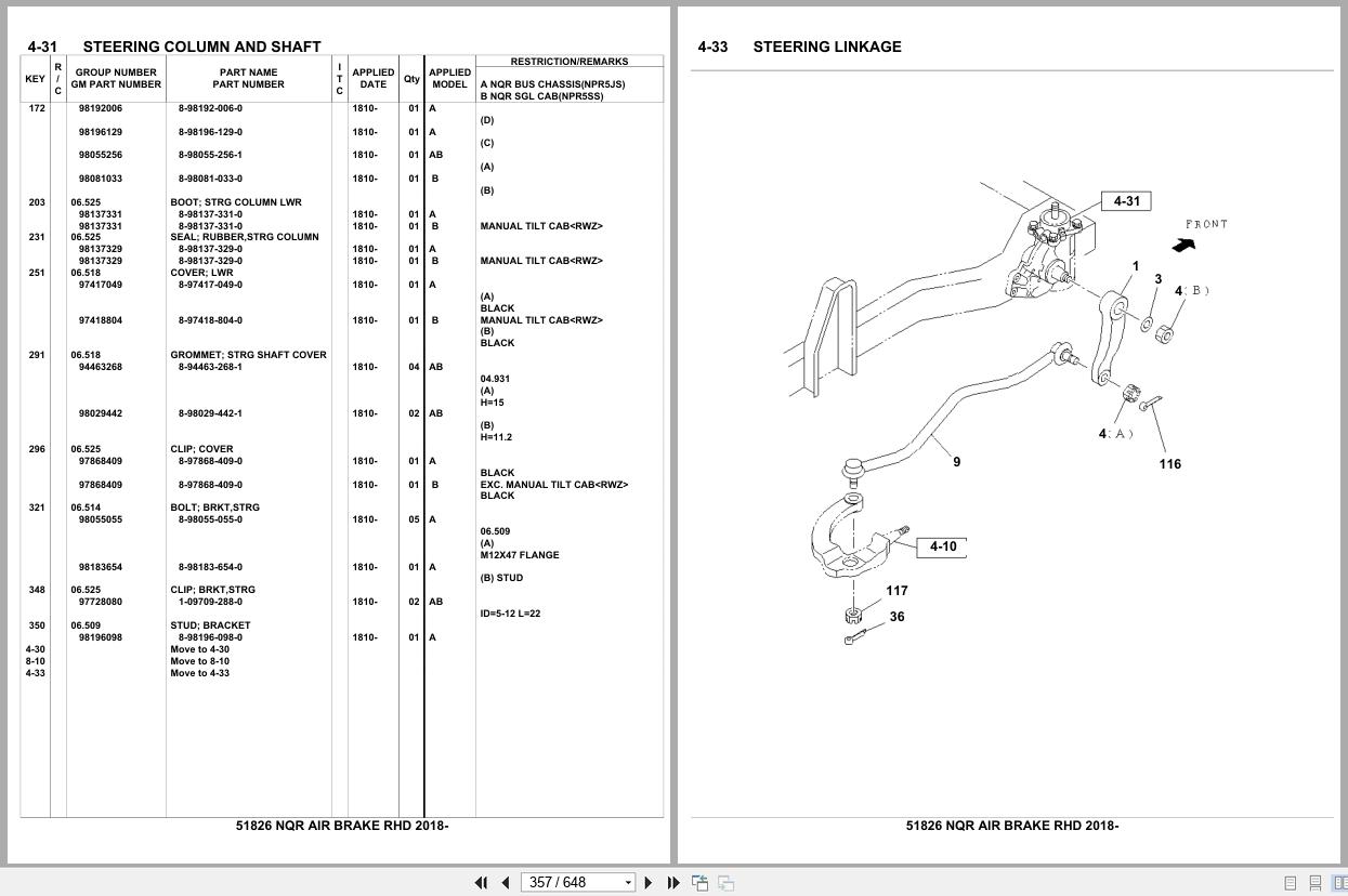 Isuzu Truck NQR AIR BRAKE RHD 2018 Parts Catalog 51826 (2)