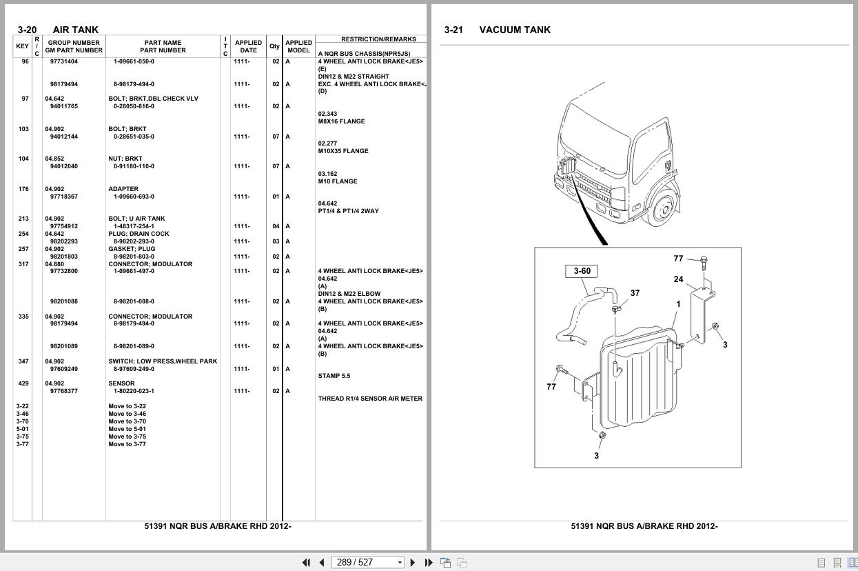 Isuzu Truck NQR BUS A BRAKE RHD 2012 Parts Catalog 51391 (2)