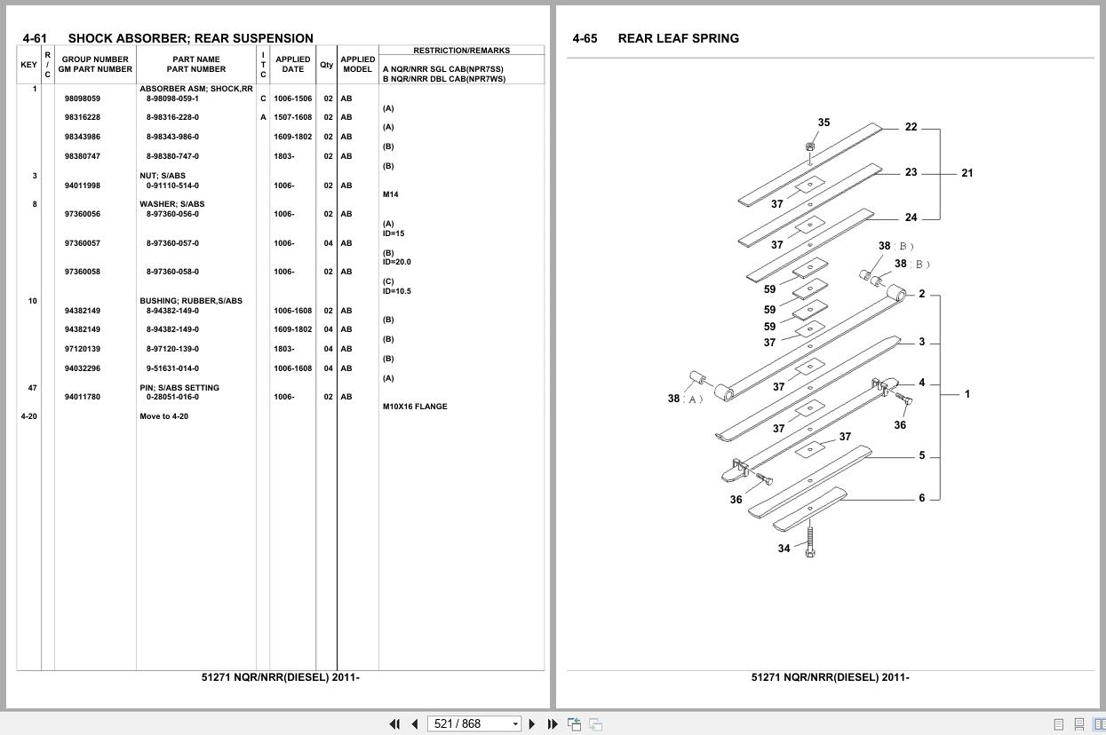 Isuzu Truck NQR NRR DIESEL 2011 Parts Catalog 51271 (2)