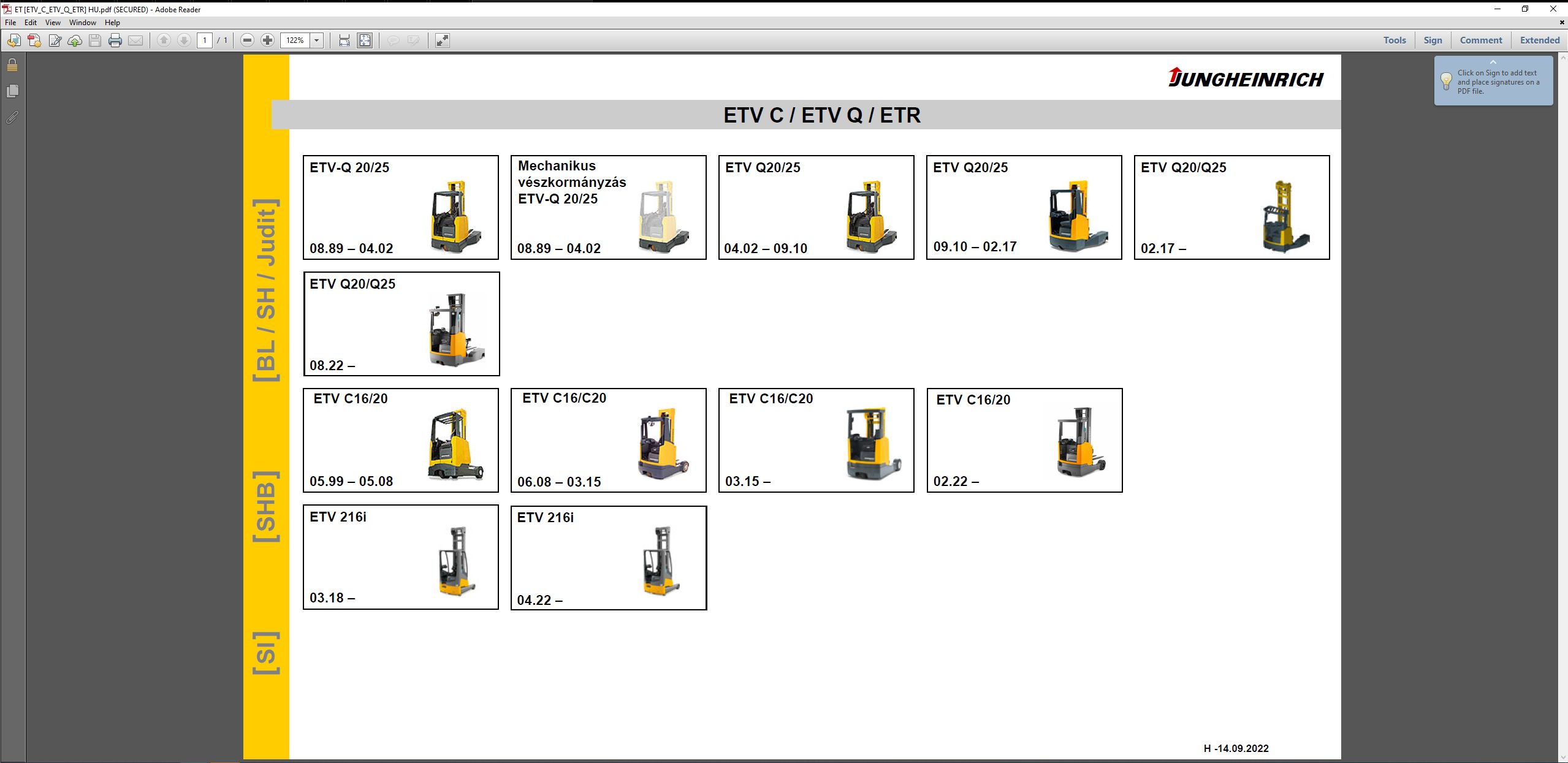 JUNGHEINRICH JETI ForkLift SH v4.37.02 HU02 09.2023 Service Informationc 2