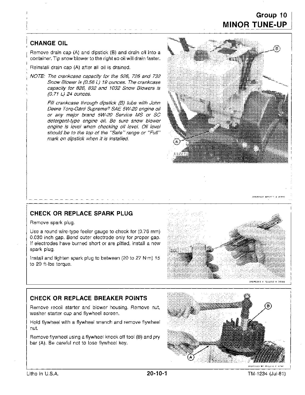 John Deere 1032 526 726 732 826 832 Walk Behind Snowblowers Technical Manual TM1234 (2)