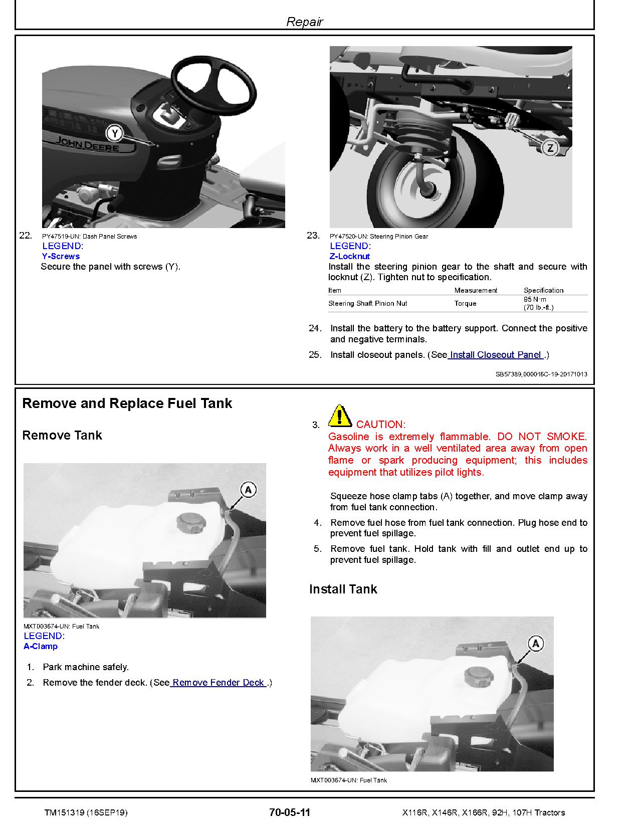 John Deere 107H 92H X116R X146R X166R Lawn Tractors Technical Manual TM151319 (3)