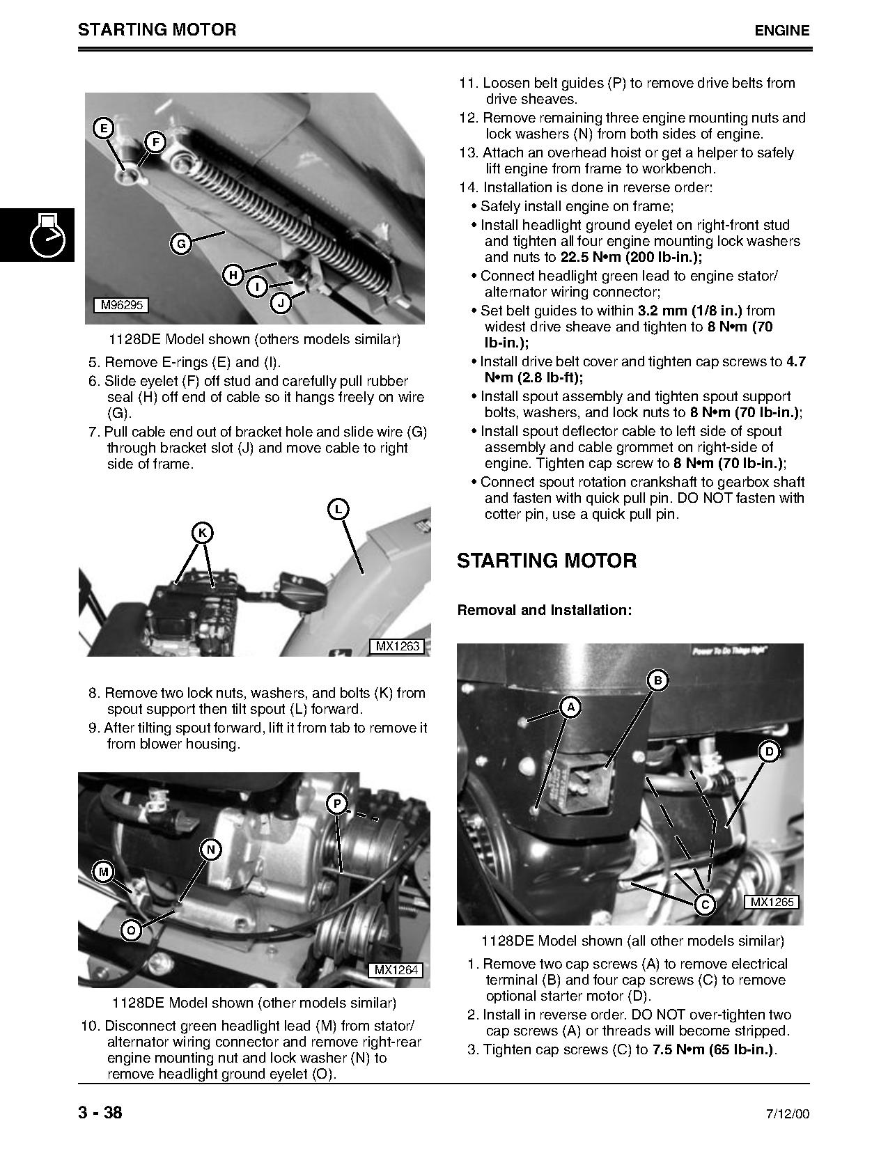 John Deere 1128DDE 1128DE 1332DDE 924DE Walk Behind Snowblowers Technical Manual TM1867 (4)