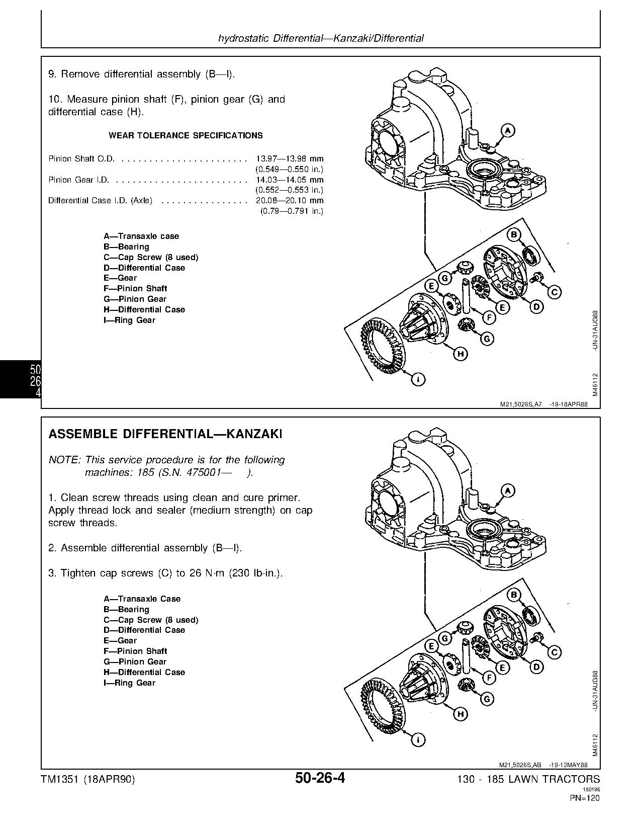 John Deere 130 160 165 175 180 185 Riding Lawn Tractors Technical Manual tm1351 (3)