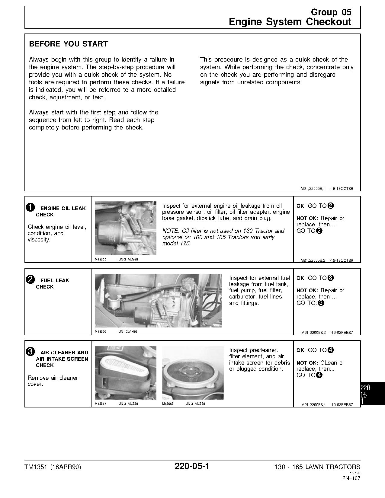 John Deere 130 160 165 175 180 185 Riding Lawn Tractors Technical Manual tm1351 (4)