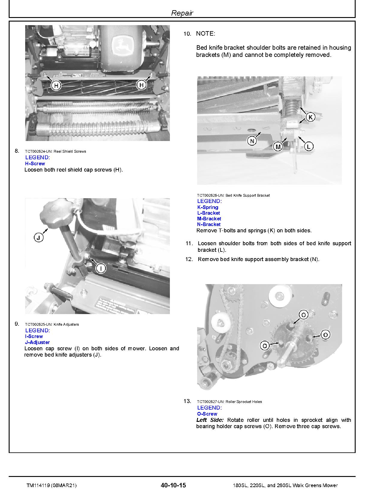 John Deere 180SL 220SL 260SL Walk Greens Mower Technical Manual TM114119 (3)