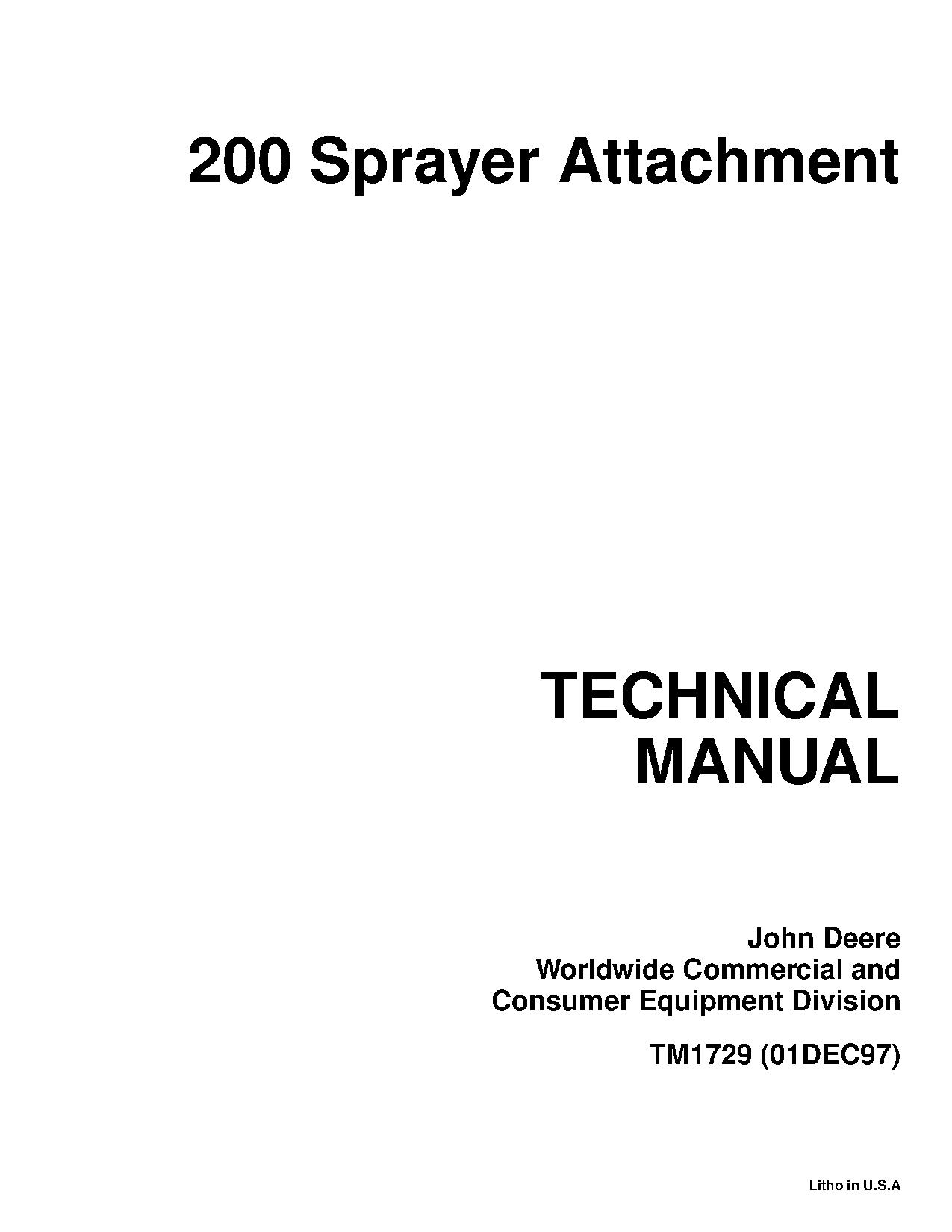 John Deere 200 Sprayer Attachments Technical Manual TM1729 (1)
