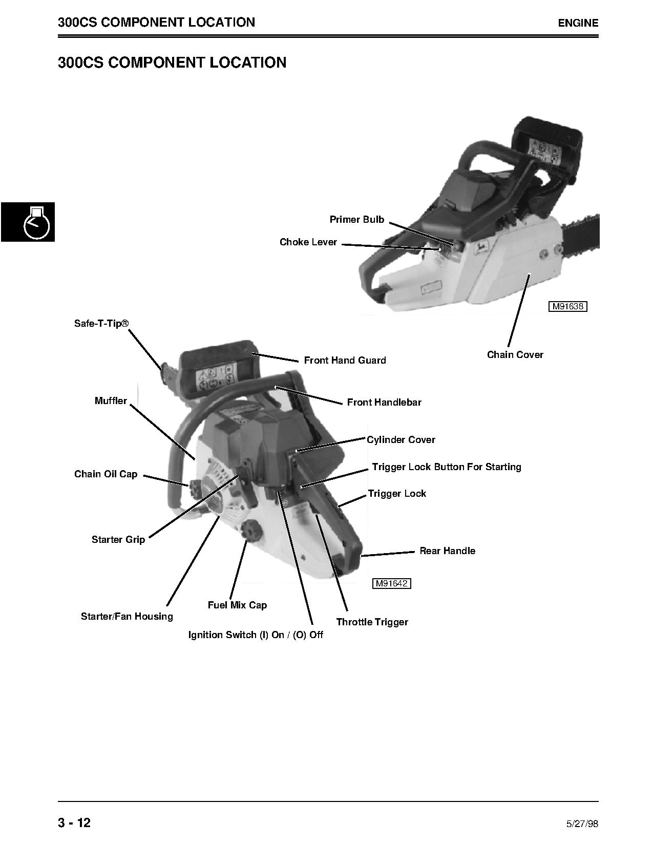 John Deere 200CS 230CS 300CS 550CS Chainsaws Technical Manual TM1750 (2)