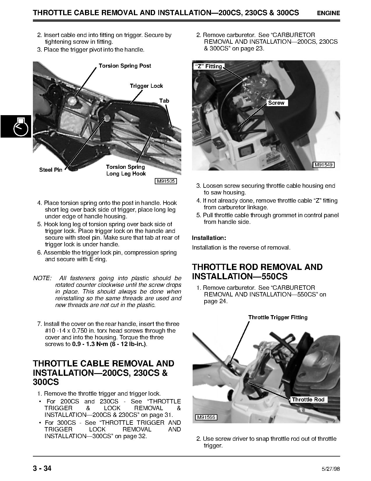 John Deere 200CS 230CS 300CS 550CS Chainsaws Technical Manual TM1750 (3)