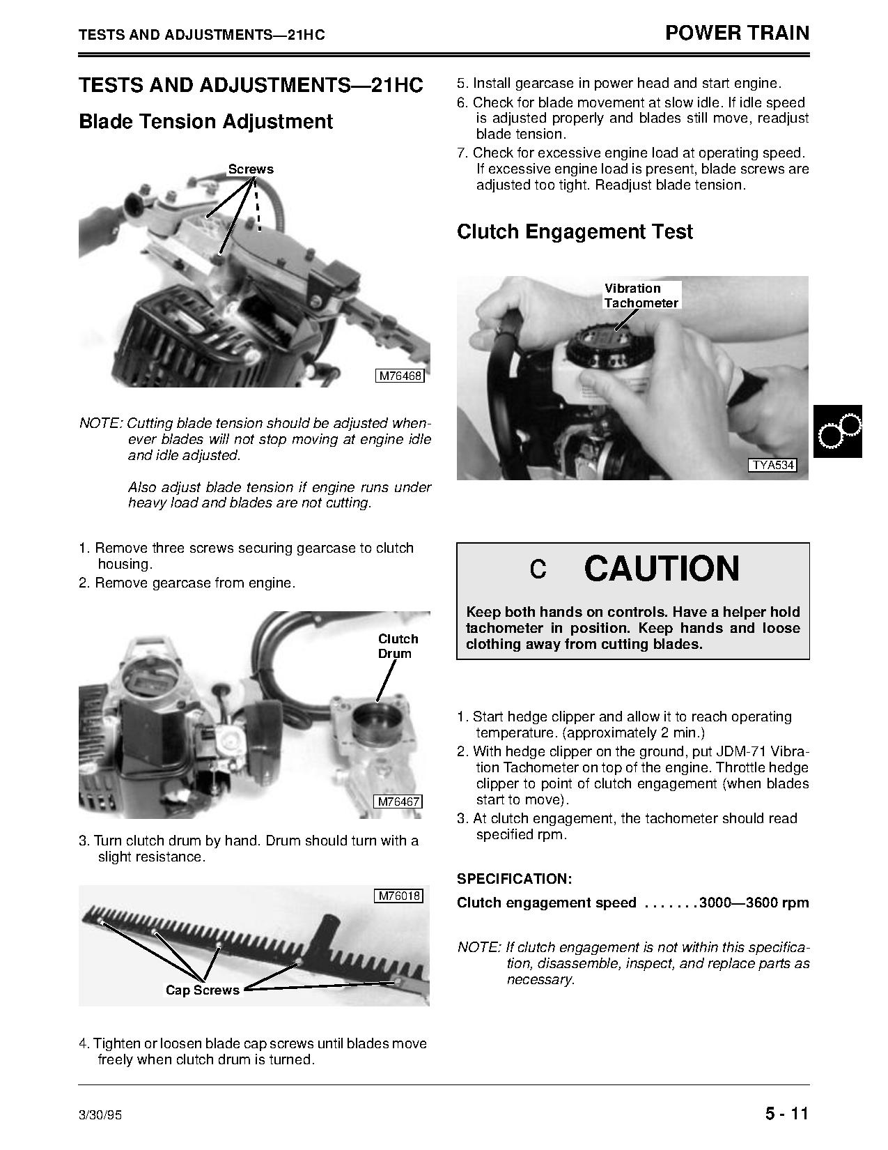 John Deere 21C 21S Cutter Trimmers 45BP Blowers 21HC Hedge Clippers Technical Manual TM1524 (4)