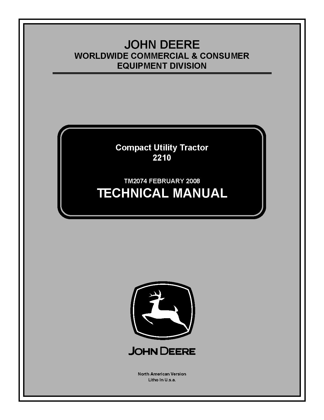John Deere 2210 Compact Utility Tractor Technical Manual tm2074 (1)