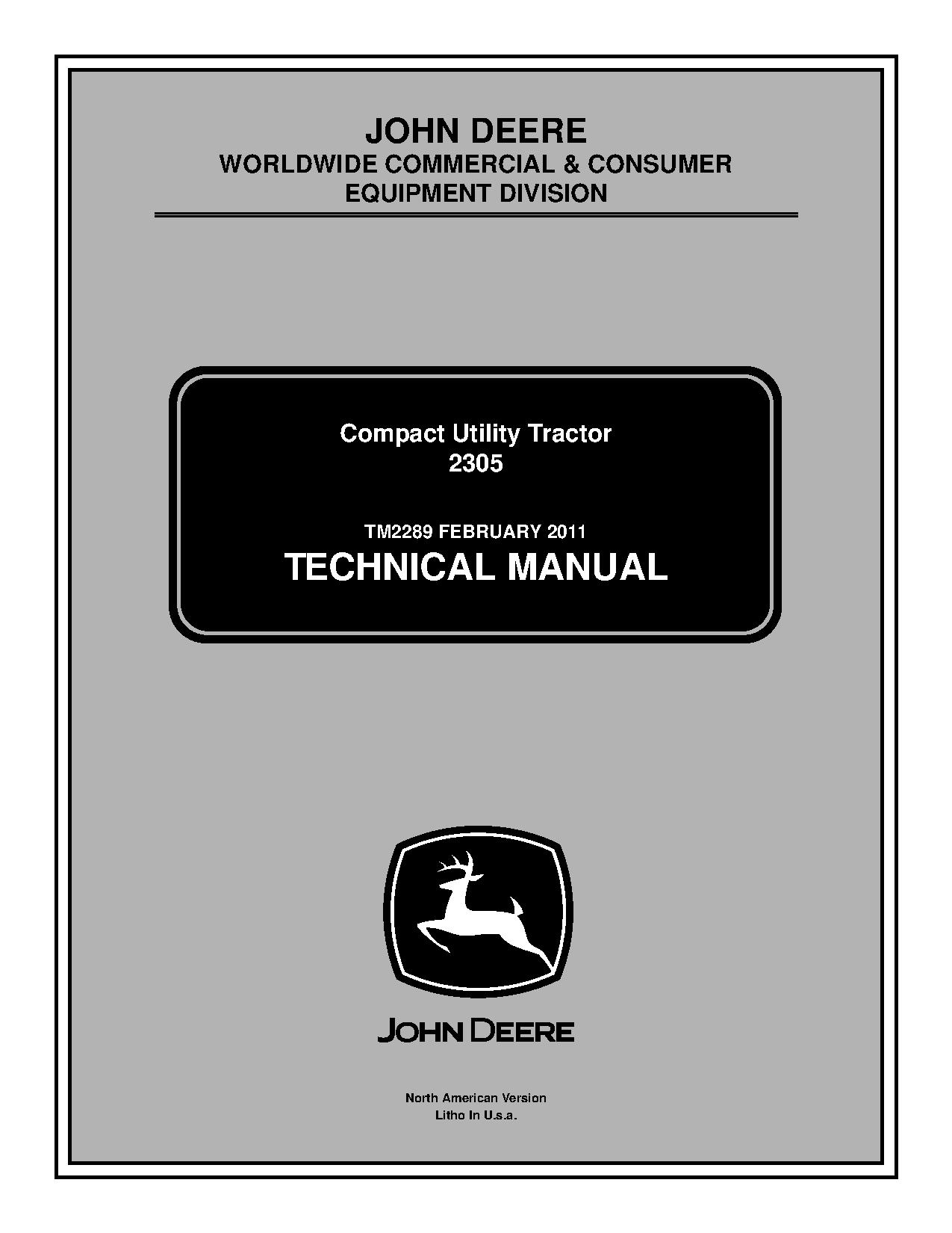John Deere 2305 Compact Utility Tractors Technical Manual tm2289 (1)