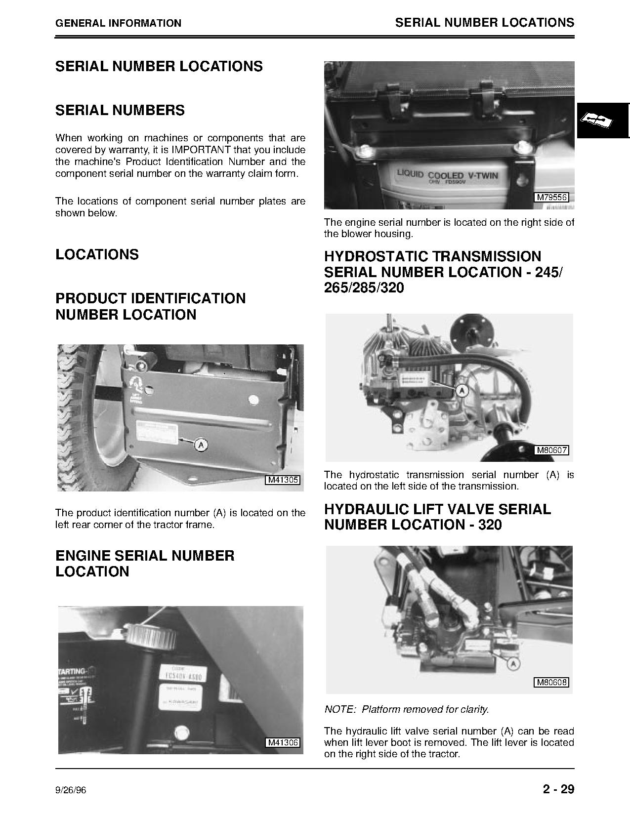John Deere 240 245 260 265 285 320 Lawn Tractors Technical Manual TM1426 (2)