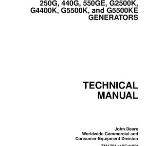 John Deere 250G 440G 550GE G2500K G4400K G5500K G5500KE Generators Technical Manual TM1791 (1)